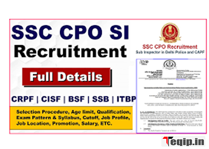 SSC CPO Recruitment 2024 Apply Online for 4300 SI Posts Notification