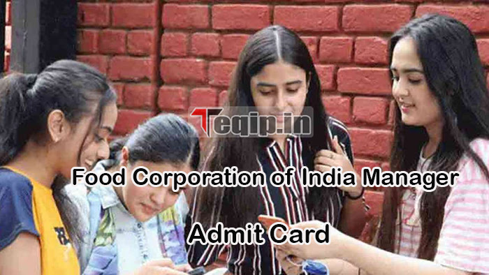 FCI Manager Admit Card