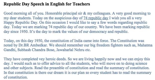 Republic Day Speech For Teachers