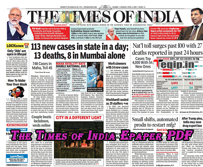 The Times of India epaper PDF File Download 2024